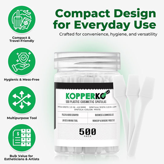 Mini Spatula (2.5”, 500 Pack) - Small Facial Makeup Spatula for Skincare, Creams & Crafts | Eye Cream Applicator Tool for Mixing, Cosmetic, Face Mask | Disposable Makeup Applicators | White