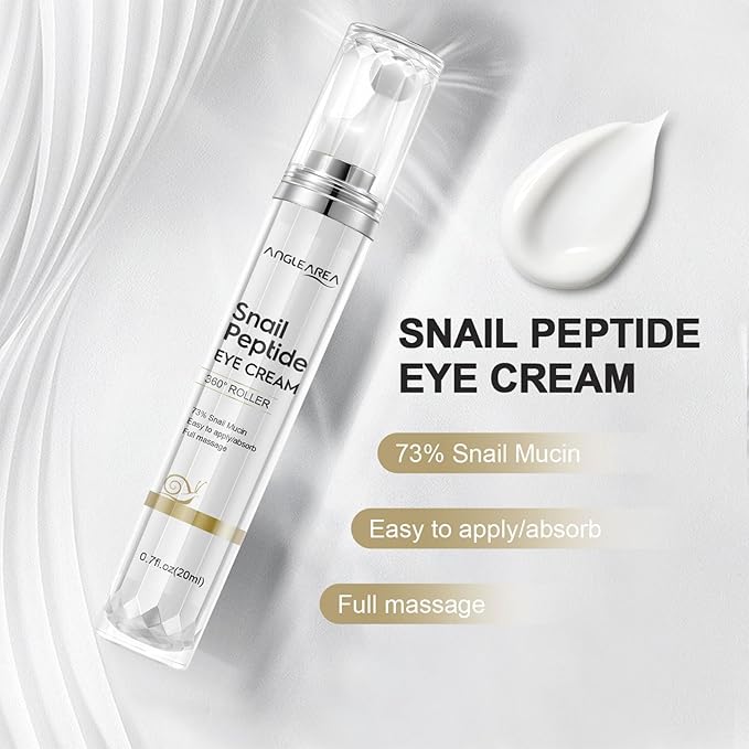 Under Eye Cream for Dark Circles And Puffy Eyes, Snail Peptide Energetic Eye Roll-On 360° Massage, Dark Circle Eye cream, Snail Eye Cream Anti Aging & Wrinkle, Eye Serum Hydrating, Firming, Smooth