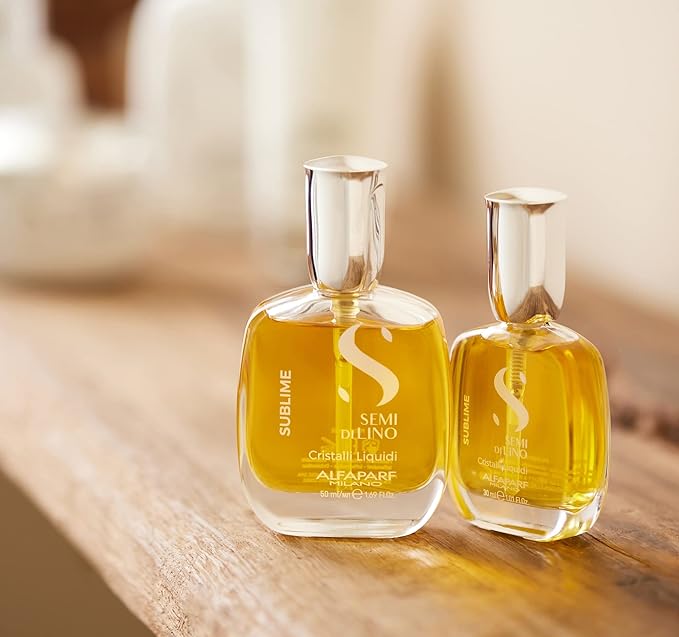 Alfaparf Milano Semi di Lino Sublime Cristalli Liquidi Hair Oil Serum with Thermal Protection - Anti Frizz Hair Serum & Smoothing Heat Protectant Spray with Vitamin E for Frizzy Hair (1.69 oz / 50 ml)