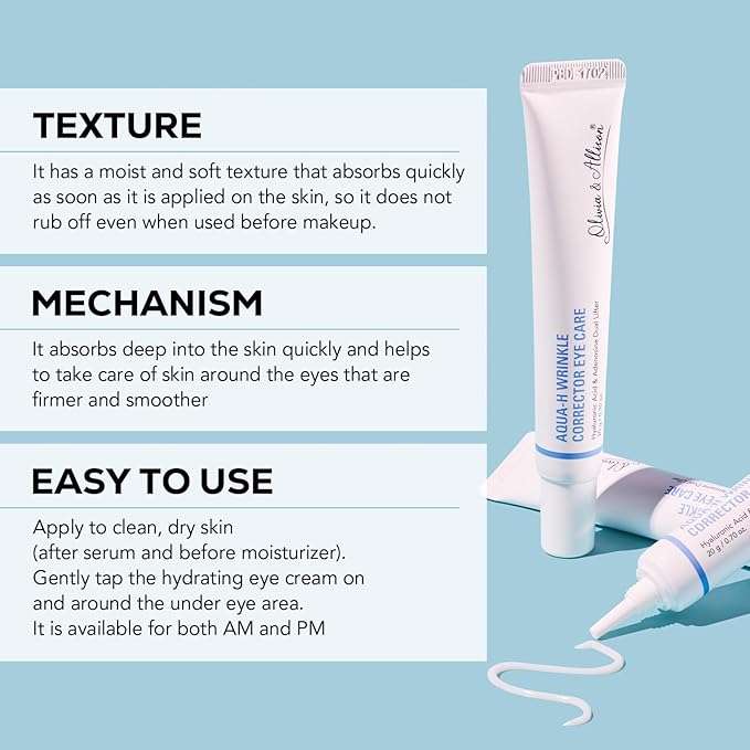 Olivia & Allison AQUA-H WRINKLE CORRECTOR EYE CARE - Adenosine + Hyaluronic Acid for Smoother & Youthful Eyes