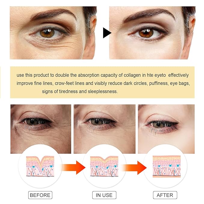 24K Gold Eye Masks, Crystal Collagen Eye Patches for Puffy Eyes, Reducing Fine Lines, Effectively Moisturizing Gold Eye Mask for Dark Circles and Puffiness Wrinkle Eye Bags