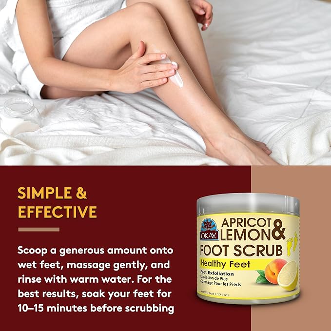 OKAY Apricot and Lemon Foot Scrub 6oz / 177ml