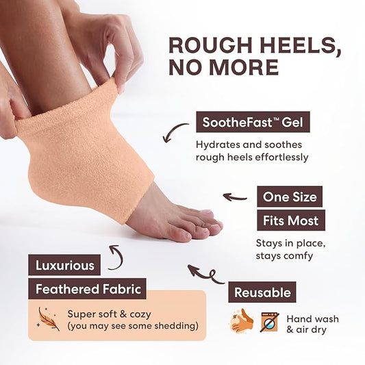 Dr. Frederick's Original Moisturizing Fuzzy Heel Socks - 2 Pairs - Cozy Gel-Lined Sleep Socks for Women & Men - Soothes Dry, Cracked Feet - Heel Repair - Peach Fuzz