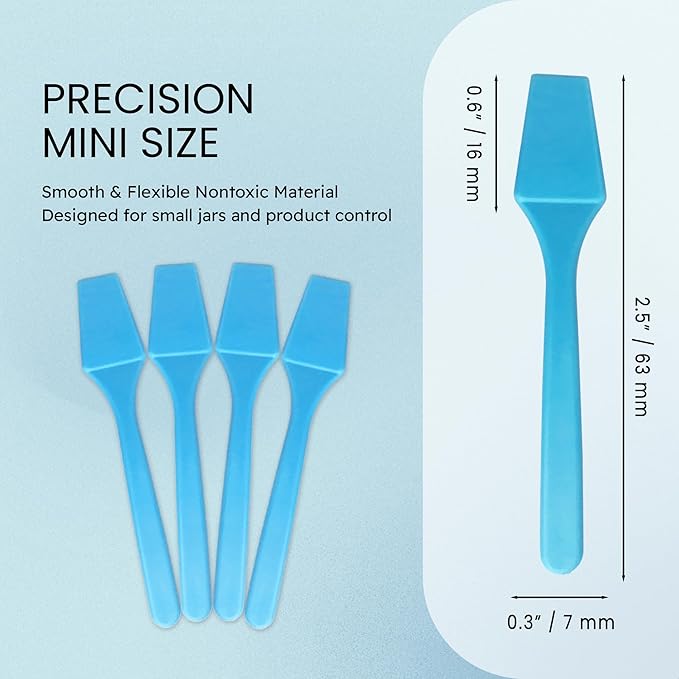 200pcs PANA Cosmetic Make Up Disposable Plastic 2.5" Spatulas Skin Care Facial Cream Mask Spatula (BLUE-200 Pieces in a Box)