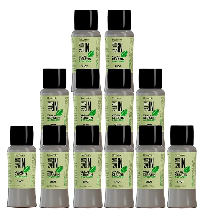 RECAMIER PROFESSIONAL SALON IN Vegan Keratin and Collagen Hair Shot Intensive Treatment - Box of 12 Shots of 0.51 FL OZ / 15 ML