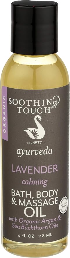 Soothing Touch Ayurveda Organic Bath, Body & Massage Oil, Calming Lavender, 4 Oz