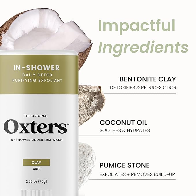 | In-Shower Underarm Wash for Women and Men | Natural Ingredients with Oatmeal, Sea Salt, Coconut Oil, and Honey | Oatmeal Grit