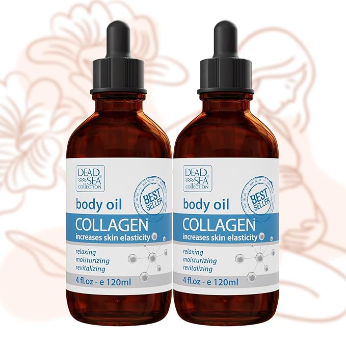 Dead Sea Collection Belly Oil for Pregnant Women - Moisturizing Body Oil with Collagen & Vitamin E - Strengthens Skin and Enhances Elasticity - Pack of 2 (4 Fl. Oz Each)