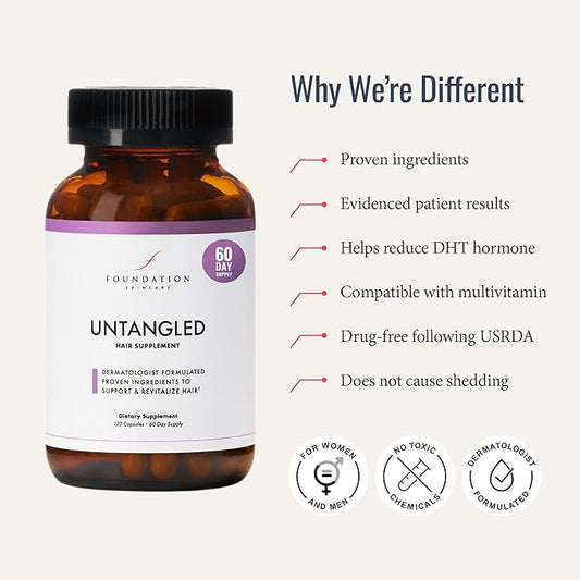 UnTangled Hair Vitamins (60-day supply) - Collagen & Biotin Supplement for Women & Men, Visibly Thicker, Faster Hair Growth