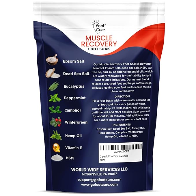 Muscle Relief Foot Soak with Epsom Salts - All Natural Salts for Post Workout - Easy Way to Remove Hard Calluses & Dead Skin Build-Up - Professional at Home Foot Care for Men & Women - Made in The USA