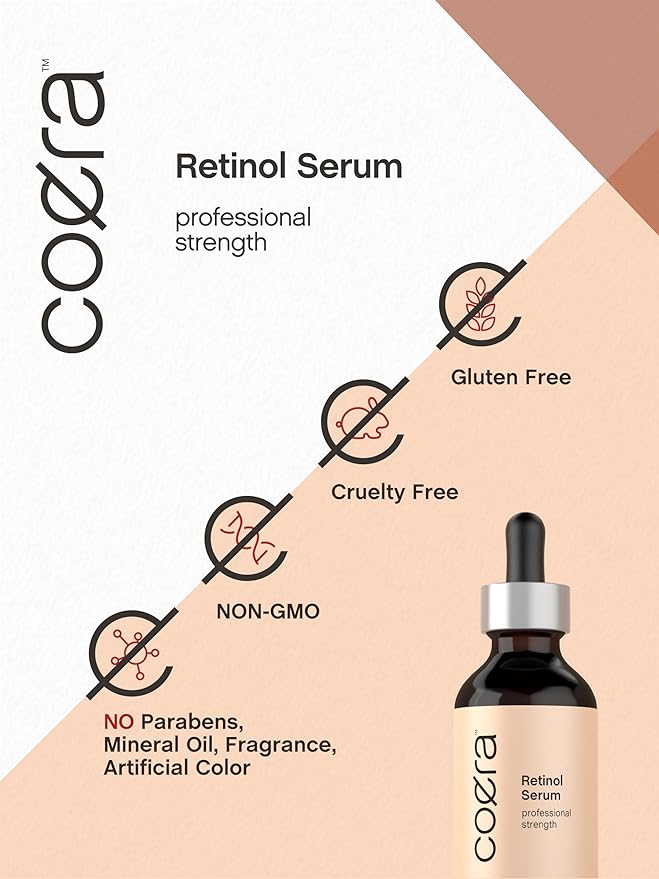 Coera Retinol Serum for Face | 2 fl oz | Professional Strength Formula | Free of Parabens & Fragrances | Packaging May Vary