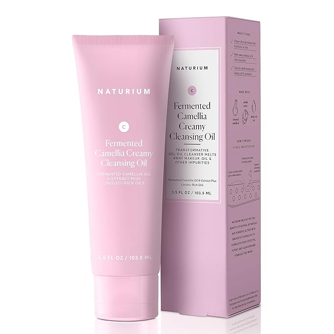 Naturium Camellia Creamy Cleansing Oil, Fermented Camellia Oil & Extract Plus Linoleic-Rich Oils, 3.5 oz