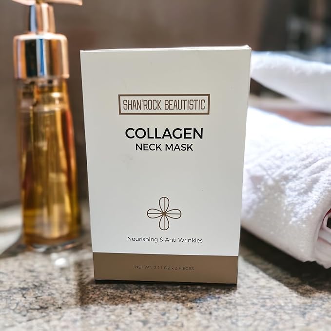 SHAN'ROCK BEAUTISTIC 2pc Luxury Collagen Neck Mask/Anit-Wrinkle Hydrating Neck Mask/Anti-Aging Moisturizing Neck Mask/Rejuvenate and Tighten Collagen Neck Mask