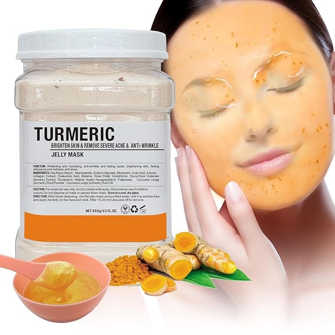 Jelly Mask for Facials Professional, Hydrating & Moisturizing Peel-Off Natural Gel Face Mask SkinCare, Professional Spa Use Jelly Face Masks, Deep Hydration & Glow 23 Fl Oz (Turmeric)