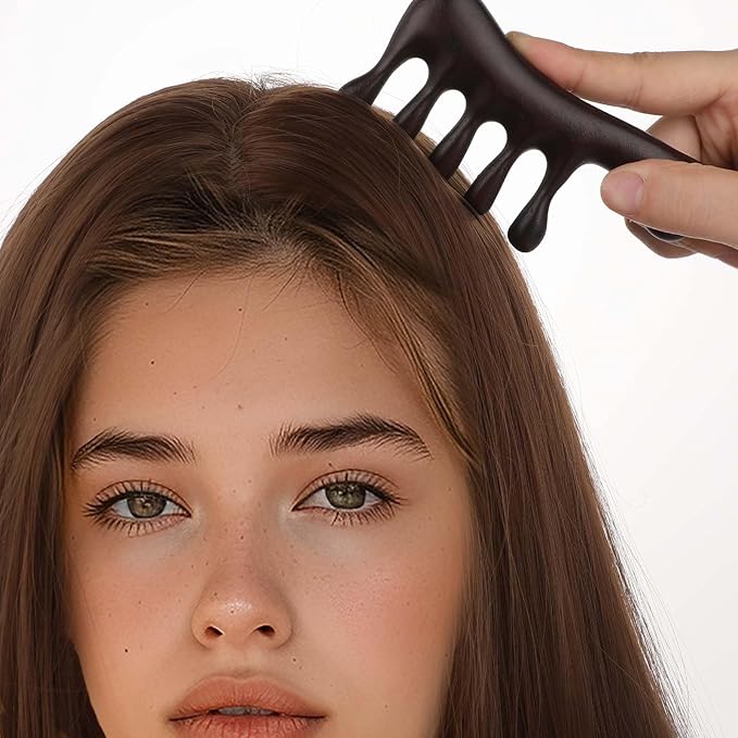 Scalp Gua Sha Comb, Loc Comb for Retwist, Scalp Massage Comb, Wooden Massage Head Comb, Wide Tooth Sandalwood Hair Comb, Wooden Scalp Massager Comb for Women, Men