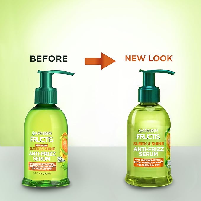 Garnier Fructis Sleek & Shine Anti-Frizz Serum for Frizzy, Dry Hair, Argan Oil, 5.1 Fl Oz, 2 Count (Packaging May Vary)