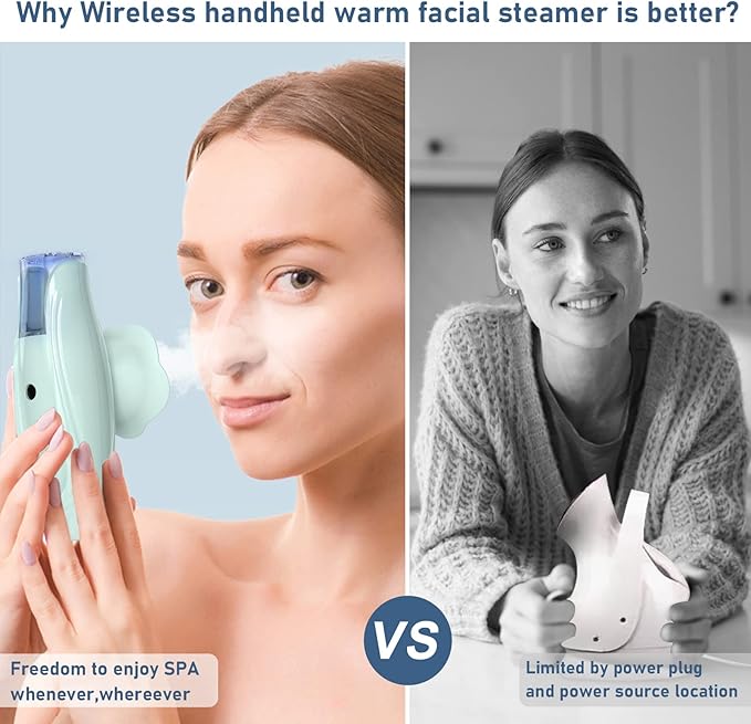 Facial Steamer and Eyes spa 2in 1. Mini Portable Professional hot Facial Steamer for Facial Deep Cleaning，The LADY RIGHT Handheld Ionic face steam, Unclogs Pores Soothing for Eye Fatigue and Dryness