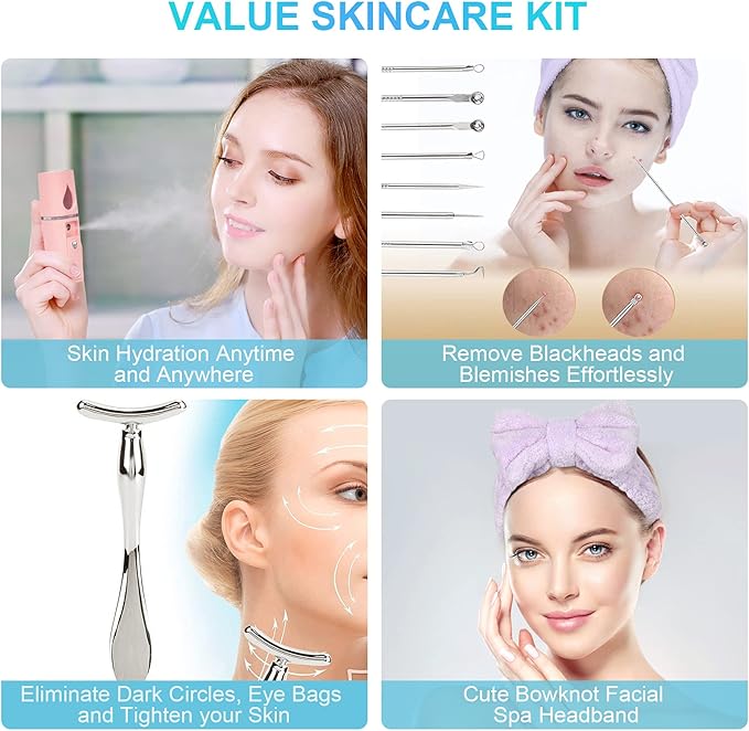 Facial Steamer for Face, Face Steamer for Facial Deep Cleaning, Face Steamer Nano Mister Set for Sinuses, Unclogs Pores, Home SPA, Skin Care