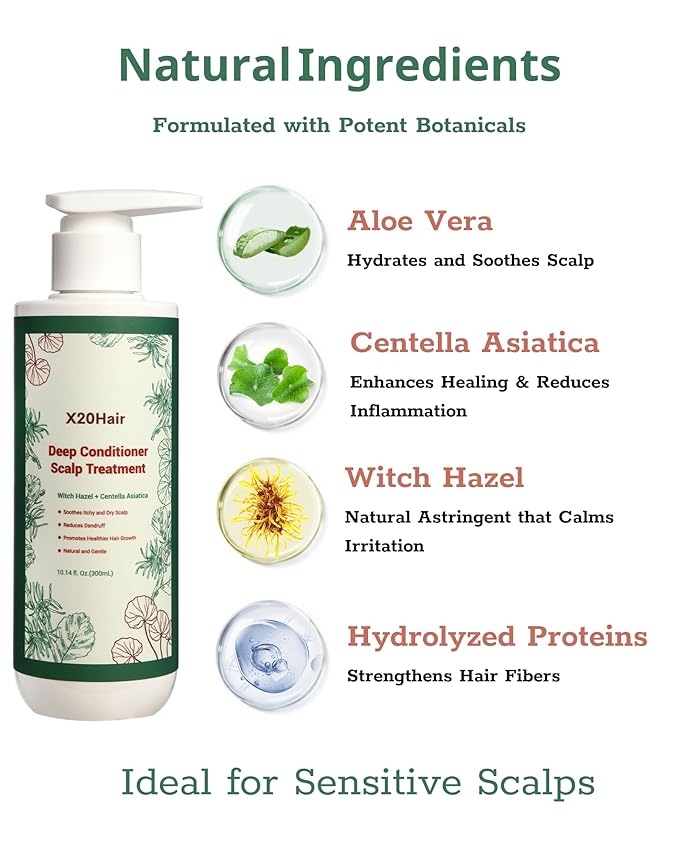 Deep Conditioner Scalp Treatment for Folliculitis - Relieves Dandruff, Psoriasis, Dryness & Itchiness, Balances Oil, Ideal for Women