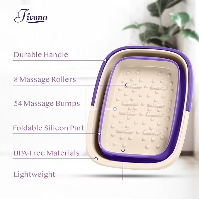 Fivona Foot Care Kit 3 in 1 - Foot Soak Blend with Epsom Salt, Lavender and Essential Oils - Collapsible Foot Soak Basin - Dual Action Foot File