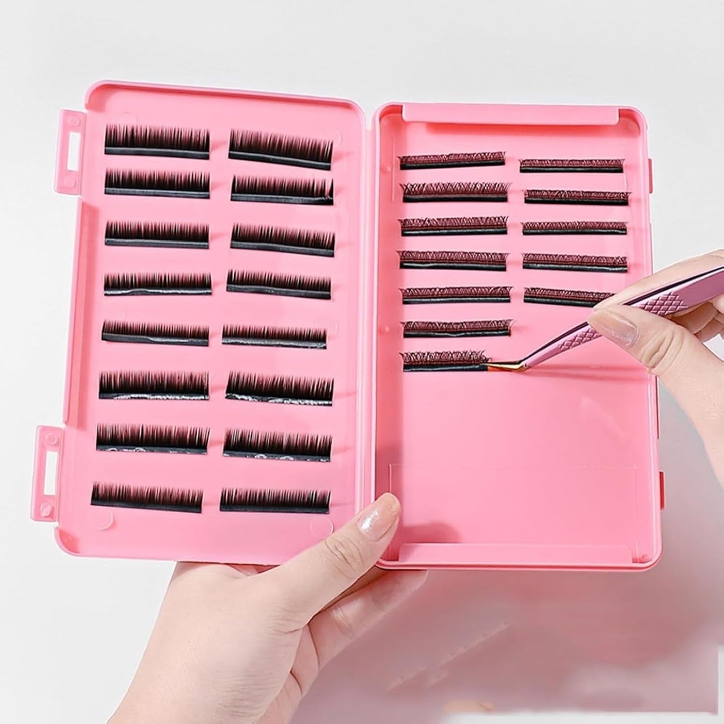Masks Organizer, False Eyelashes Storage Box Portable,Face Masks Plastic Case Storage Box (Pink)