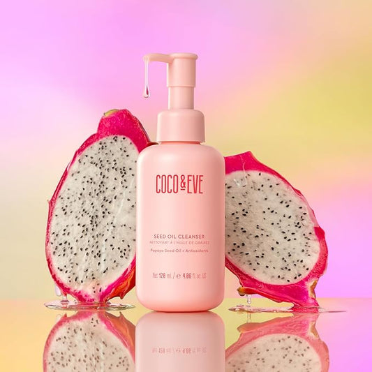 Coco & Eve Seed Oil Cleanser. Gentle Makeup Remover, Cleansing Oil to Dissolve SPF, Impurities. Antioxidants, Vitamin E for Glowy Skin (4.06 fl oz)