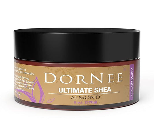 DorNee’ Ultimate Shea Butter Almond Scented, Natural Moisturizing, Ultra Rich, Fragrant, Shea & Jojoba Oil Blend (8 oz)