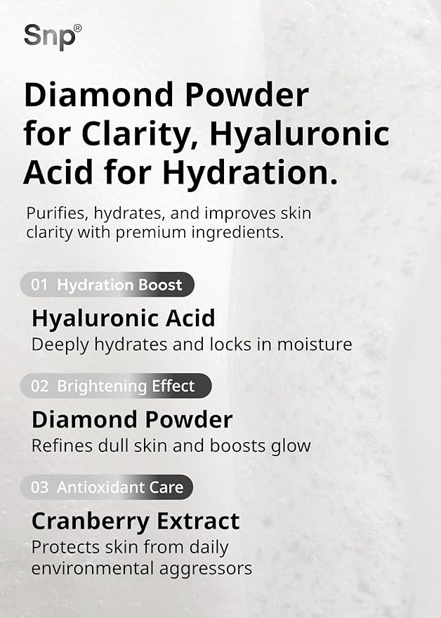 SNP [K Beauty Diamond Ampoule Sheet Mask | Tightening, Hydrating, and Nourishing with Real Diamonds for All Oily Skin Types | Korean Face Mask Skincare | Facial Moisturizing | 10 Sheets