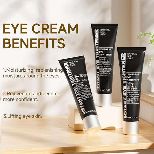 Under Eye Bags and Wrinkles Filler, Under Eye Cream Temporary Instant Visibly Reduces Wrinkles Dark Circles Fine Lines, Eye Tightening and Lifting Cream for Women Men, 30ml, 2 Packs