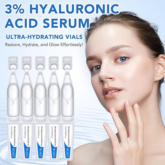 3% Hyaluronic Acid Serum, Ultra Hydrating Serum for face, Hyaluronic Acid Tubes | Pre-makeup SkinCare | Single-Use Hydrating Vials Skincare for Dry & Sensitive skin, 30 Count