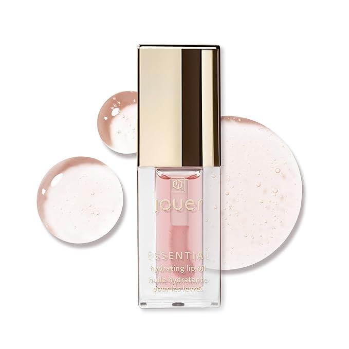 Jouer Essential Hydrating Lip Oil – Natural Shine - 99% Plant-Derived Ingredients - Fragrance Free - Non-Sticky - Nourishes Dry Lips - Paraben, Gluten & Cruelty Free - Vegan Friendly