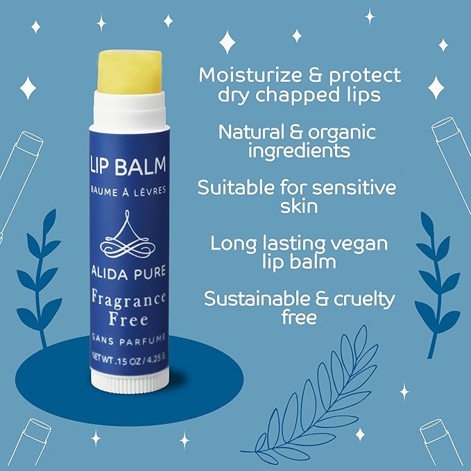 Fragrance Free 50 Tube Lip Balm Collection, Unscented Vegan Lip Balm, Bees Wax Free, Avocado Oil, Organic Jojoba Oil, Vitamin E, For Dry, Chapped, or Cracked Lips 50 Tubes