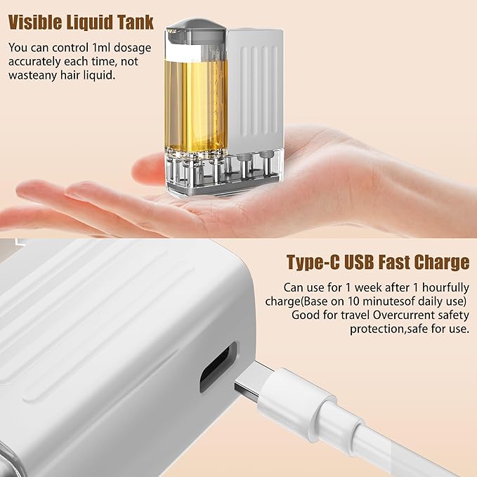 Electric Hair Oil Applicator for Scalp with Massage, Scalp Massager for Scalp Care | Hair Oiling Applicator & Oil Bottles for Healthy Hair | Electric Hair Brush for Healthy Scalp (White)