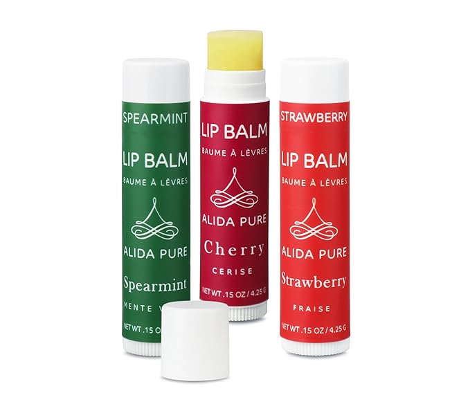 Berry Mint Lip Balm Collection, Vegan Lip Balm Set, Bees Wax Free, Coconut Oil Free, Avocado Oil, Organic Jojoba Oil, Vitamin E, Natural Moisturizer For Dry Cracked Lips, 3 Tube Set