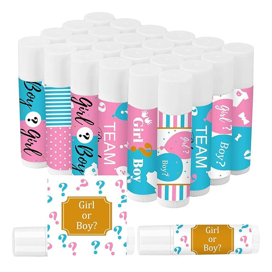 50 Pcs Baby Shower Lip Balm Gift Bulk, Boy or Girl Lip Balm for Guests, Babies Gender Reveal Lip Care, Moisturizing and Nourishing Lip Care for Baby Shower Supplies