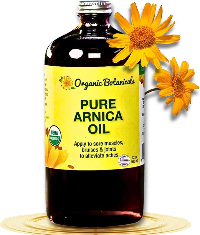 Arnica Oil - Pure Organic Muscle Discomfort Bottle - Organic Arnica Oil for Bruising and Swelling, Arnica Montana Oil for Muscle and Joint Discomfort, Arnica Massage Oil (32 oz)