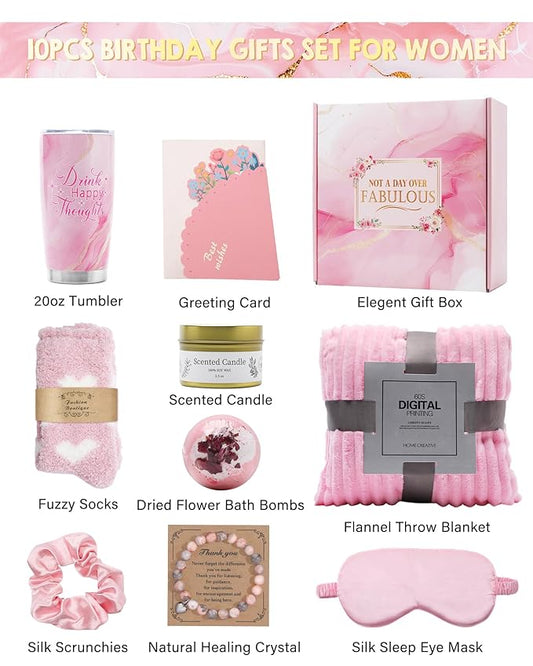 Gift Basket for Mom Birthday With Blanket, Gifts for Mom From Daughter Unique Birthday Gifts Self Care Package SPA Set, Best Gifts for Mom Birthday Relaxation Kit for Mom Thank You Gifts