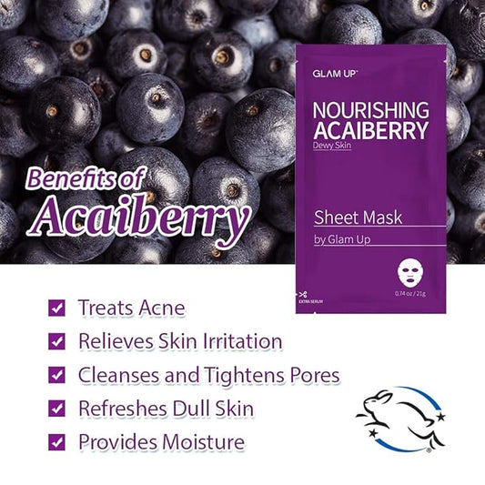 GLAM UP Sheet Mask Nourishing AcaiBerry (10 sheets) - Dewy Skin