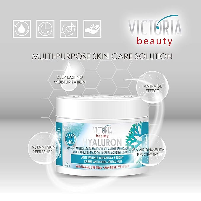 Hyaluron & Amber Algae Anti-Aging Day and Night Cream with Micro-Collagen and Hyaluronic Acid for Age 40 and Above - 50 ml