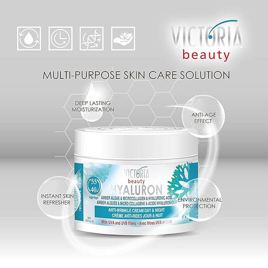 Hyaluron & Amber Algae Anti-Aging Day and Night Cream with Micro-Collagen and Hyaluronic Acid for Age 40 and Above - 50 ml