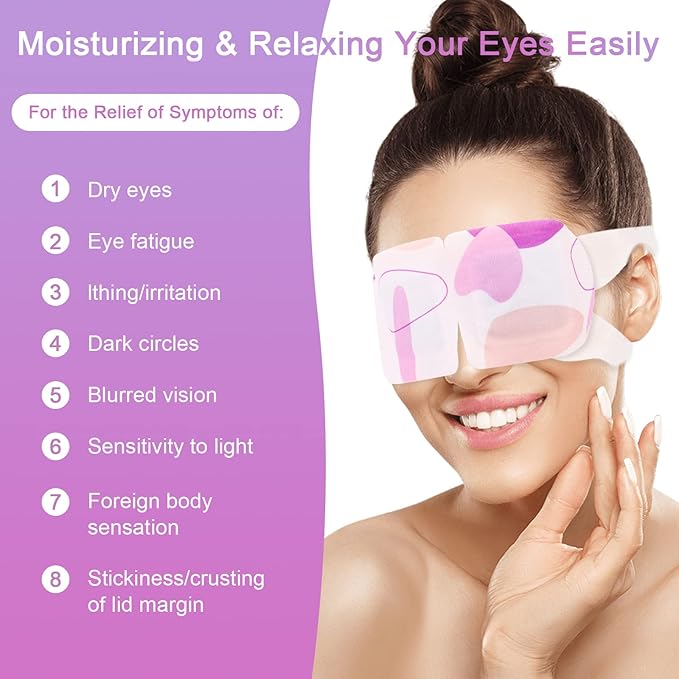 Steam Eye Mask for Dry Eyes, 18-Packs Eye Mask for Dark Circles and Puffiness, Self Heating Gentle Steam Warm Eye Mask for Relief Eye Fatigue, Lavender Scents