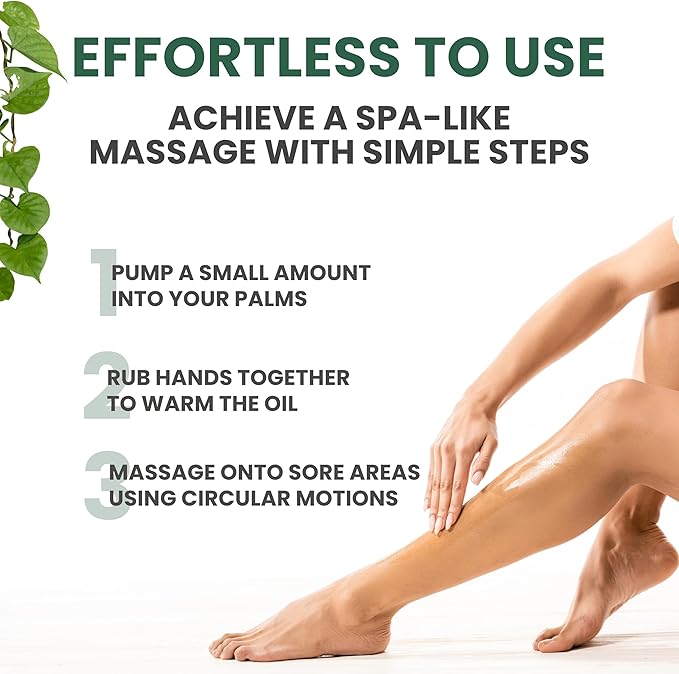 Sore Muscle Massage Oil with Arnica, Tea Tree & Eucalyptus Oils, Massage Oil for Massage Therapy, Muscle Relief, Relaxation, Tension & Skin Softening for Professional & Home Use (Pack of 1)