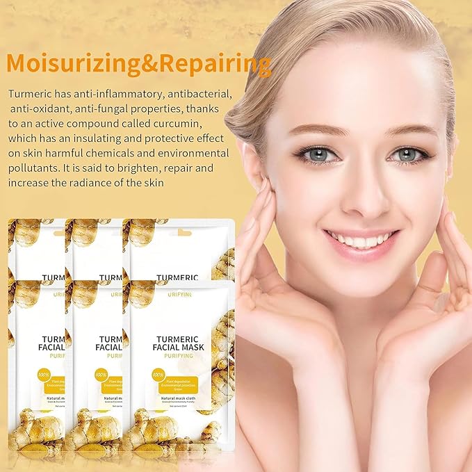 Sheet Masks Turmeric Face Sheet Mask for Acne, Anti Acne Face Sheets Mask, Face Mask Skin Care, Hydrating Face Masks Skincare, Facial Mask Sheet Facial Masks for Breakouts Pimple Oil Control 10 Sheets