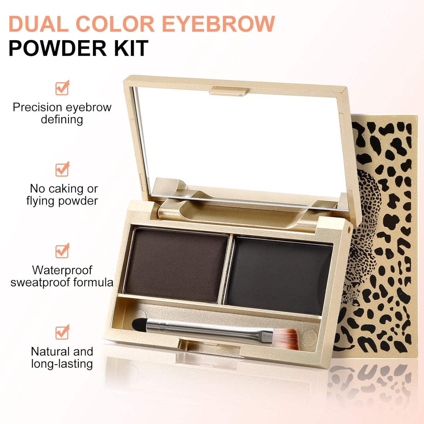 Boobeen Eyebrow Powder Kit, 2-color Waterproof Eyebrow Palette Makeup to Definer & Filler Brows, Eyebrow Color Powder Shape Natural Looking Brow - with Mirror Brush