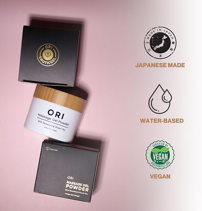 Japanese Nuru Massage Gel Powder 100g | Formulated with Natural Seaweed & Green Tea | Made in Japan | Paraben, & Glycerine Free | Fragrance-Free | Makes 2.64 gal/ 10L | Vegan | Ori