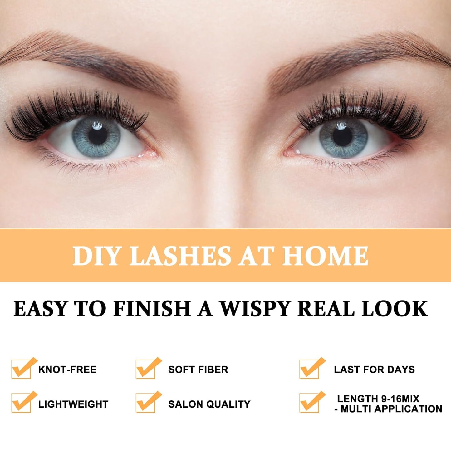 B&Q Lash Clusters 280PCS Eyelash Clusters, 40 50 D 9-16MIX Individual Lash Comfortable Eyelash Extension, Classic Look Pestañas Postizas (4050D)