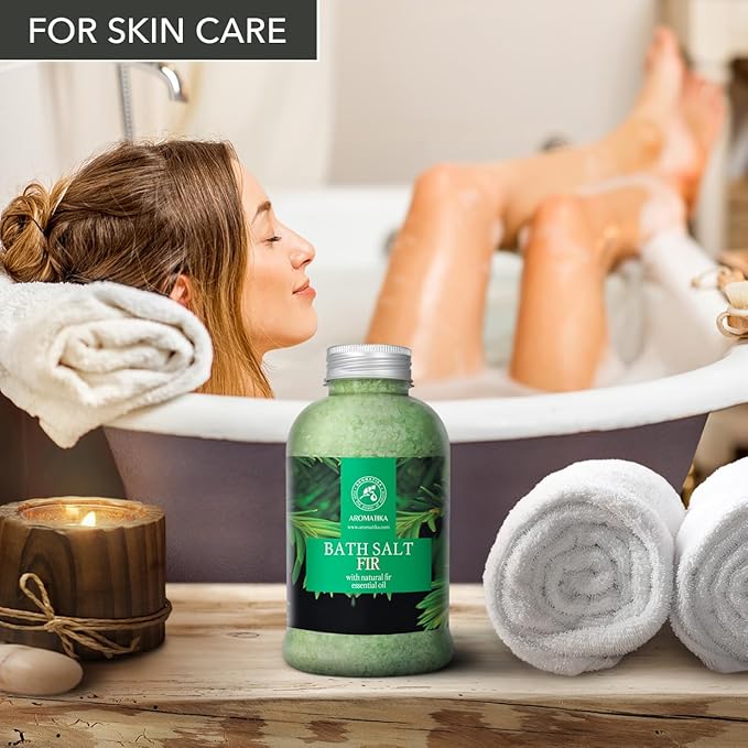 Fir Bath Salt with Natural Fir Essential Oil 21.16 Ounces - Natural Bath Sea Salt - Coniferous Salts - Best for Bath - Good Sleep - Relaxing - Body Care - Beauty - Aromatherapy