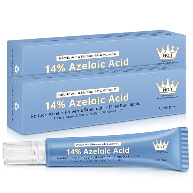 14% Azelaic Acid Acne Cream, 2PCS Azelaic Acid Serum with Hyaluronic Acid, Niacinamide & Squalane, Reduce Acne, Pore Refining & Oil Control, Face Moisturizer for All Skin Types