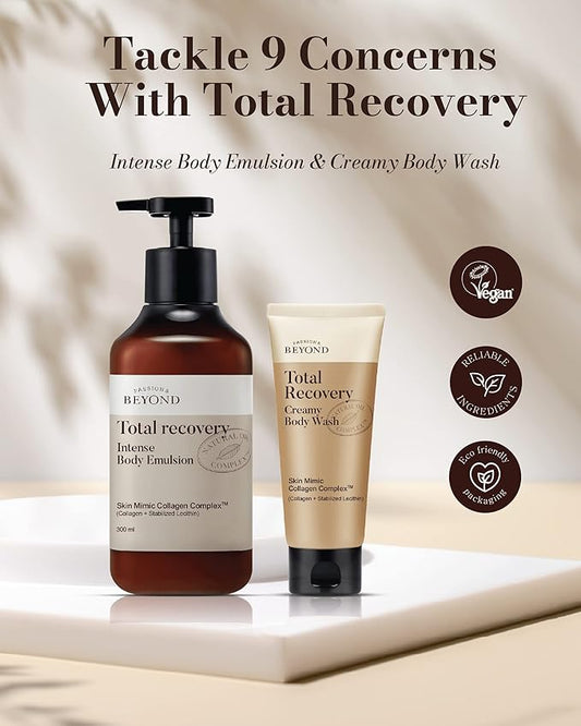 BEYOND Total Recovery Intense Body Emulsion - Creamy Lotion for Dry Skin, Apple Blossom Scent (300ml/10 fl oz & 150ml /5 fl oz) | Korean Skincare