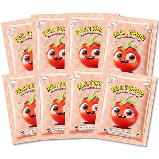 8 Pack Tomato Fruit Face Masks for Kids,Hydrating Spa Face Mask For Sensitive Skin,Moisturize,Soothing,Nourish for All Skin Types,Natural Skin Care Spa Face Mask for Women Men Girls
